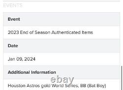 2023 Houston Astros Bat Boy Team Issued 2022 World Series Champs Gold Jersey