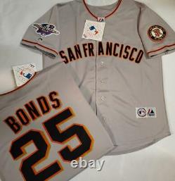20304 Majestic San Francisco Giants BARRY BONDS 2002 World Series JERSEY Gray