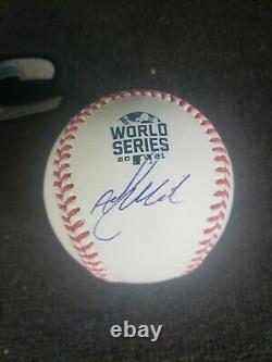 AJ Minter Signed 2021 World Series Baseball WSMLB Atlanta Braves