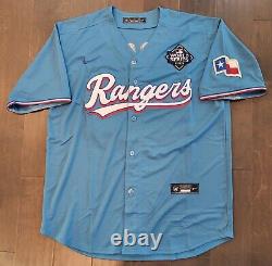 Adolis Garcia #53 Texas Rangers Stitched Blue 2023 World Series Patch Jersey
