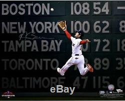 Andrew Benintendi Red Sox 2018 World Series Champs Signed 16 x 20 Catch Photo