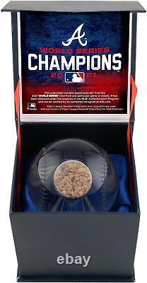 Atlanta Braves 2021 MLB World Series Champions Crystal Baseball with Game-Used D