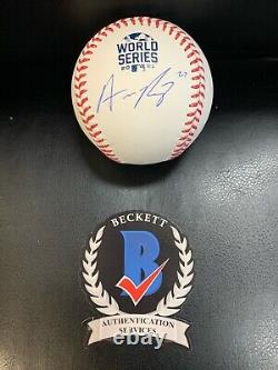 Austin Riley Signed World Series Baseball 2021 Atlanta Braves Beckett witnessed