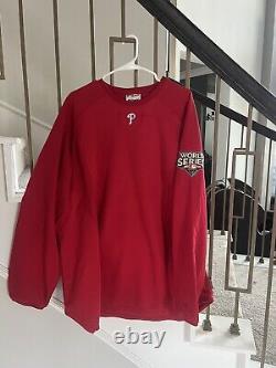 Authentic Majestic On Field Therma Base Phillies pullover World Series 2009