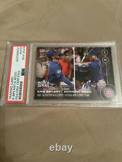 Autographed Kris Bryant Anthony Rizzo World Series Topps Card PSA AUTO AUTHENTIC