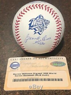 BERNIE WILLIAMS Signed Autograph 1999 WS World Series Baseball Ball Yankees MLB
