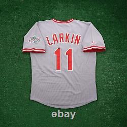 Barry Larkin 1990 Cincinnati Reds World Series Men's Grey Rd Cooperstown Jersey