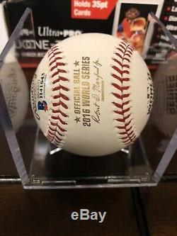 Ben Zobrist Autographed 2016 World Series Baseball Cubs Beckett COA MVP With Cube
