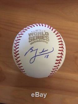Ben Zobrist Chicago Cubs 2016 World Series Signed Logo Baseball Steiner COA
