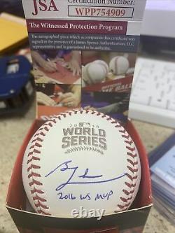 Ben Zobrist signed 2016 World Series Baseball Inscription JSA