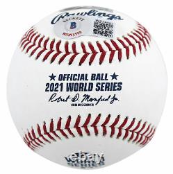Braves Ronald Acuna Jr. Signed 2021 World Series Logo Oml Baseball BAS Witness