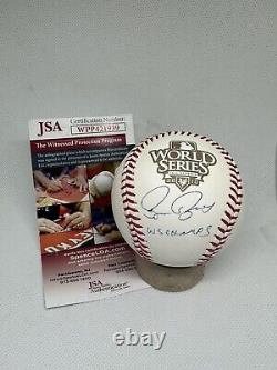 Bruce Bochy Signed 2010 World Series Baseball with WS Champs Inscription SF JSA