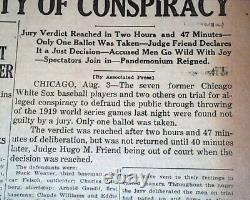 CHICAGO BLACK SOX 1919 World Series Scandal NOT GUILTY Verdict 1921 Newspaper