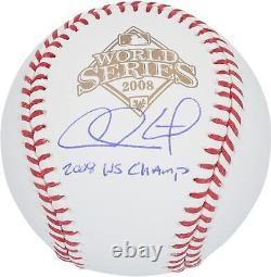 Chase Utley Phillies Signed 2008 World Series Logo Baseball with WS Champs Insc