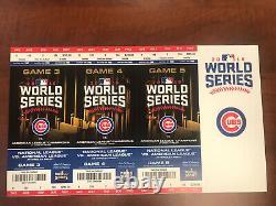 Chicago Cubs 2016 Full Playoff NLDS NLCS & World Series Ticket stub in strip