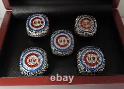 Chicago Cubs 2016 World Series 5 Ring Set With Wooden Display Box. Baez Bryant
