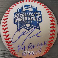 Christian Moore Autographed 2024 College World Series Baseball Hit For Cycle