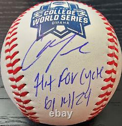 Christian Moore Autographed 2024 College World Series Baseball Hit For Cycle