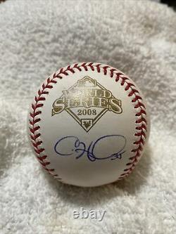 Cole Hamels Signed Autographed 2008 World Series Baseball Phillies BECKETT & MLB