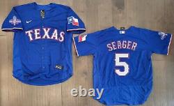 Corey Seager #5 TX Rangers Stitched 2023 World Series Patch Royal Blue Jersey