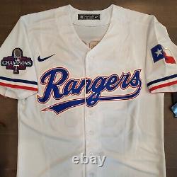Corey Seager #5 Texas Rangers Stitched White'23 WS Champions Patch Jersey NWT