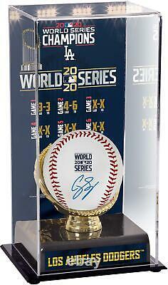 Corey Seager Dodgers Signed Baseball and 2020 World Series Champs Display Case