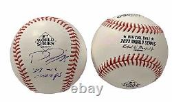 Dane Dunning SIGNED 2023 World Series Baseball Texas Rangers Inscribed WS CHAMPS