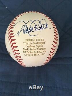 Derek Jeter Signed World Series Baseball Engraved 1st Yankee 3000 Hits 2 Of 2