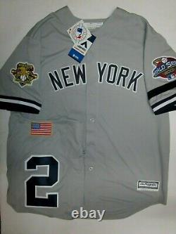 Derek Jeter Yankees Mens 2001 World Series Jersey Majestic Grey