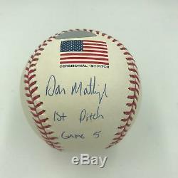 Don Mattingly Ceremonial First Pitch 2001 World Series Signed Baseball STEINER