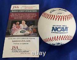 Dylan Crews Signed 2023 College World Series Baseball LSU Tigers Auto JSA Rare