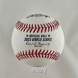 Eric Nadel Signed Rawlings Official 2023 World Series Baseball Beckett BAS Insc