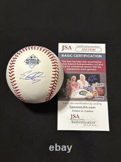 Evan Carter Signed 2023 World Series Baseball Autograph WS Champ Rangers JSA COA