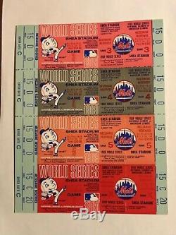 FULL UNCUT SHEET TICKETS 1969 World Series Games 3-4-5-X Shea Stadium NY Mets