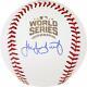 Jake Arrieta Chicago Cubs Signed 2016 Mlb World Series Logo Baseball