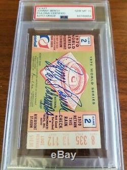 Johnny Bench 1970 World Series Ticket Authentic Autograph Cincinnati Reds Psa10