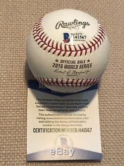Jon Lester Signed 2016 World Series Baseball Chicago Cubs BAS Authentic