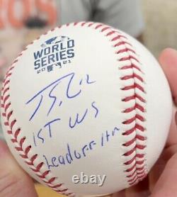 Jorge Soler Autographed 2021 World Series Baseball Inscribed 1st WS Leadoff HR