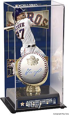 Jose Altuve Astros 2017 World Series Champs Signed Logo Baseball & Case with Image