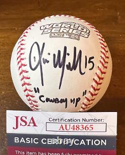 Jsa Red Sox Kevin Millar Signed 2004 World Series Baseball Cowboy Up Inscription