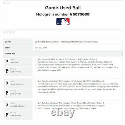 Juan Soto Nationals 2019 World Series Game 7 Game Used SINGLE Baseball 10/30 Hit
