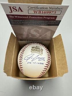 Justin Grimm Autographed World Series Baseball Inscribed 2016 WS Champs JSA