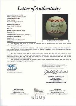 Kirby Puckett 1991 World Series Autographed Baseball JSA Certified