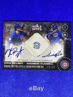 Kris Bryant Addison Russell Topps Now Auto World Series Game Used Base Cubs