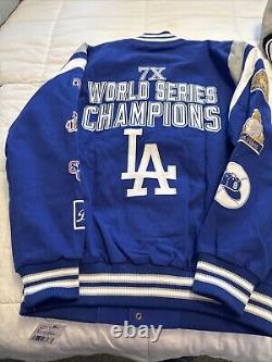 LA Dodgers G3 MLB Genuine Merchandise 7x World Series Varsity Jacket Size L NWT