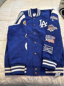 LA Dodgers G3 MLB Genuine Merchandise 7x World Series Varsity Jacket Size L NWT