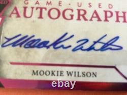 Leaf In The Game Used Dual Patch Auto Pink #/4 Mookie + Buckner'86 World Series