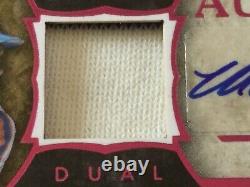 Leaf In The Game Used Dual Patch Auto Pink #/4 Mookie + Buckner'86 World Series