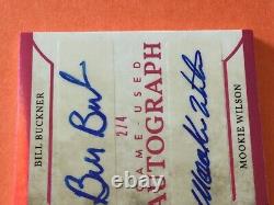 Leaf In The Game Used Dual Patch Auto Pink #/4 Mookie + Buckner'86 World Series