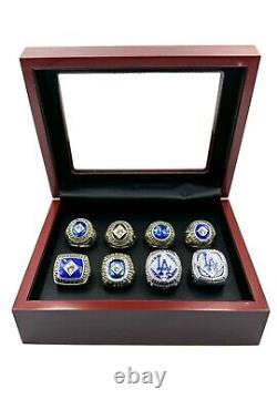 Los Angeles Dodgers All 8 World Series Ring Set Koufax Kershaw Freeman Wood Case